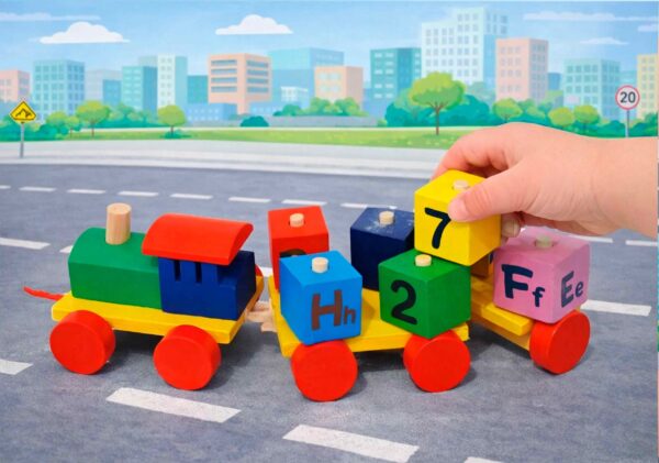 TREN FIG GEOMETRICA EN CAJA